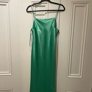 Topshop Green Silk Slip Dress, Size US 6